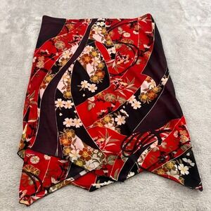 VTG 90s Y2K Amy Byer Handkerchief Skirt Girls 12/14 Red Floral Whimisgoth Fairy‎